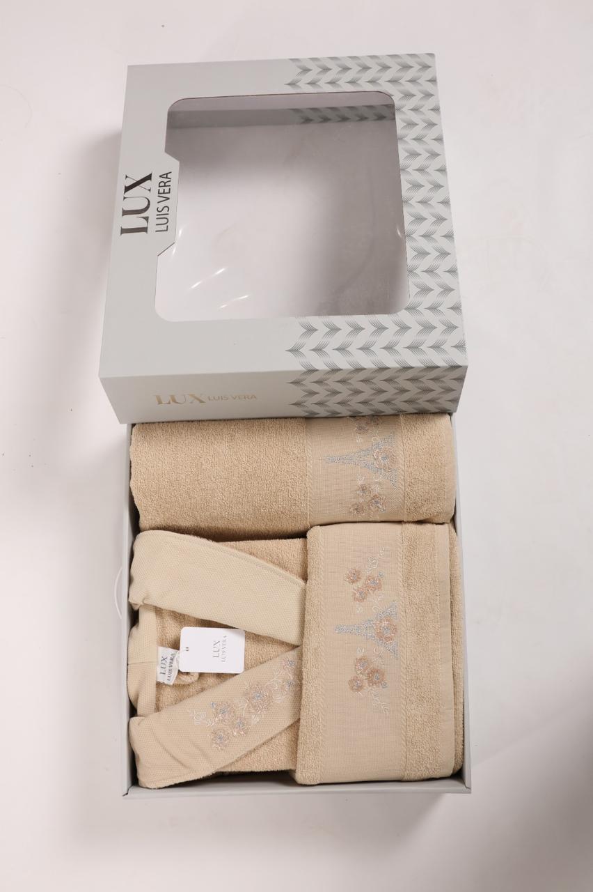 Coffret Serviettes Cadeau Fleuri – Beige
