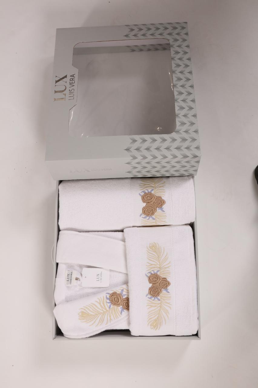 Coffret Serviettes Cadeau Fleuri – Ivoire Dore