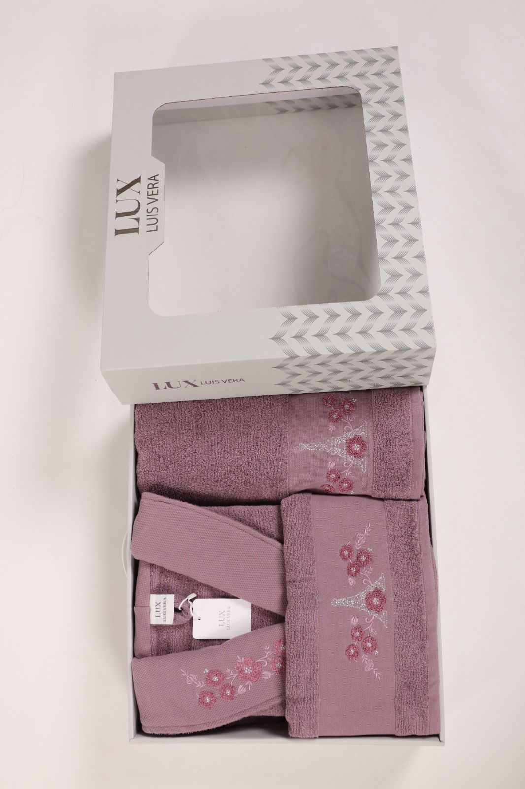 Coffret Serviettes Cadeau Fleuri – Mauve