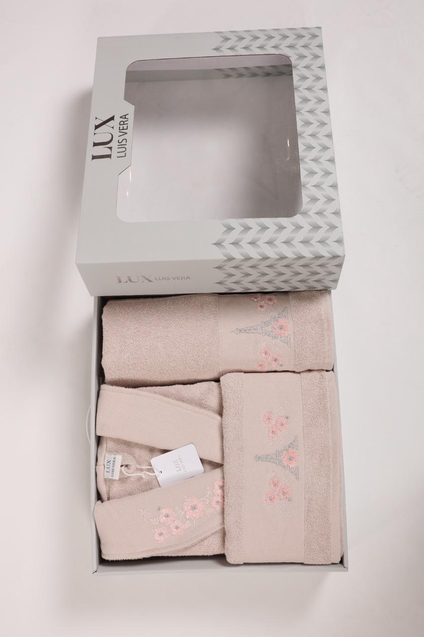 Coffret Serviettes Cadeau Fleuri – Marron