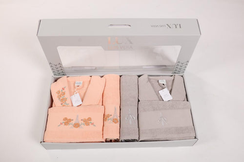 Coffret Serviettes Delicat – Peche Taupe