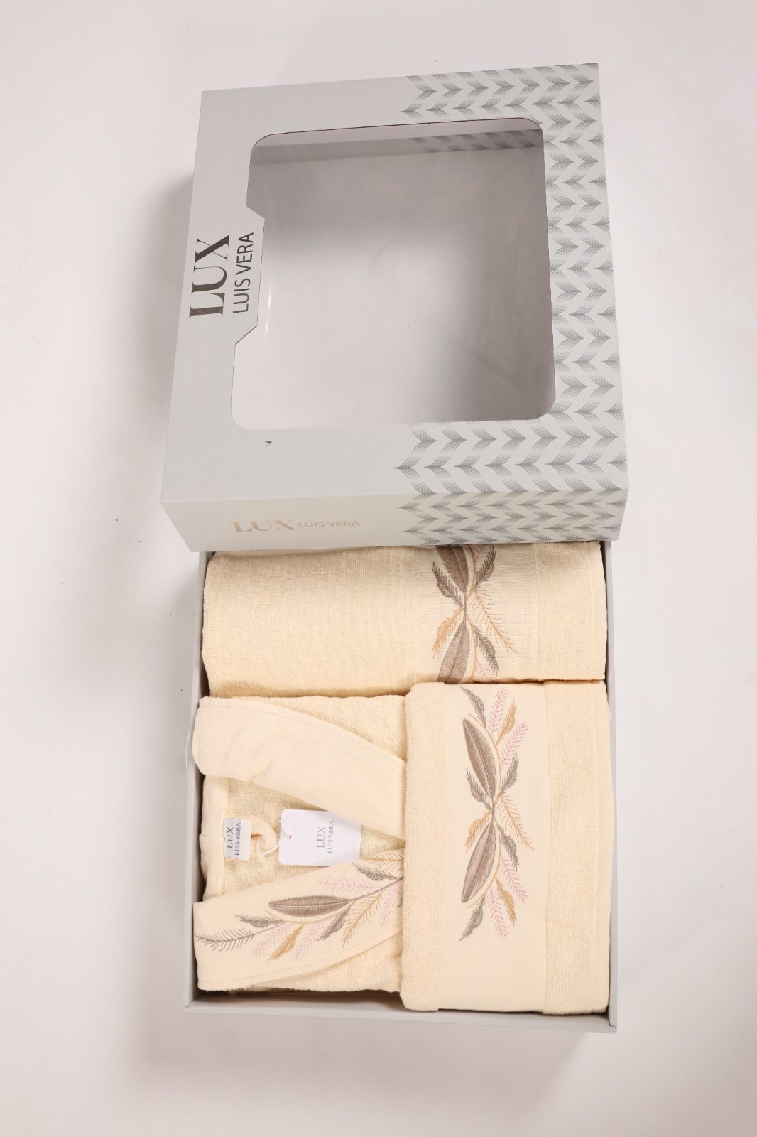 Coffret Serviettes Fleuri – Beige