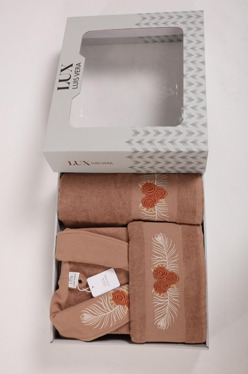 Coffret Serviettes Fleuri – Taupe Corail