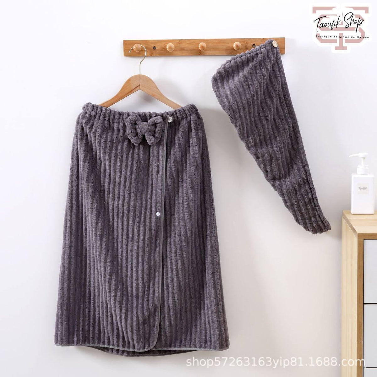 Ensemble Bain Femme Raye LUX1 – Gris Mauve