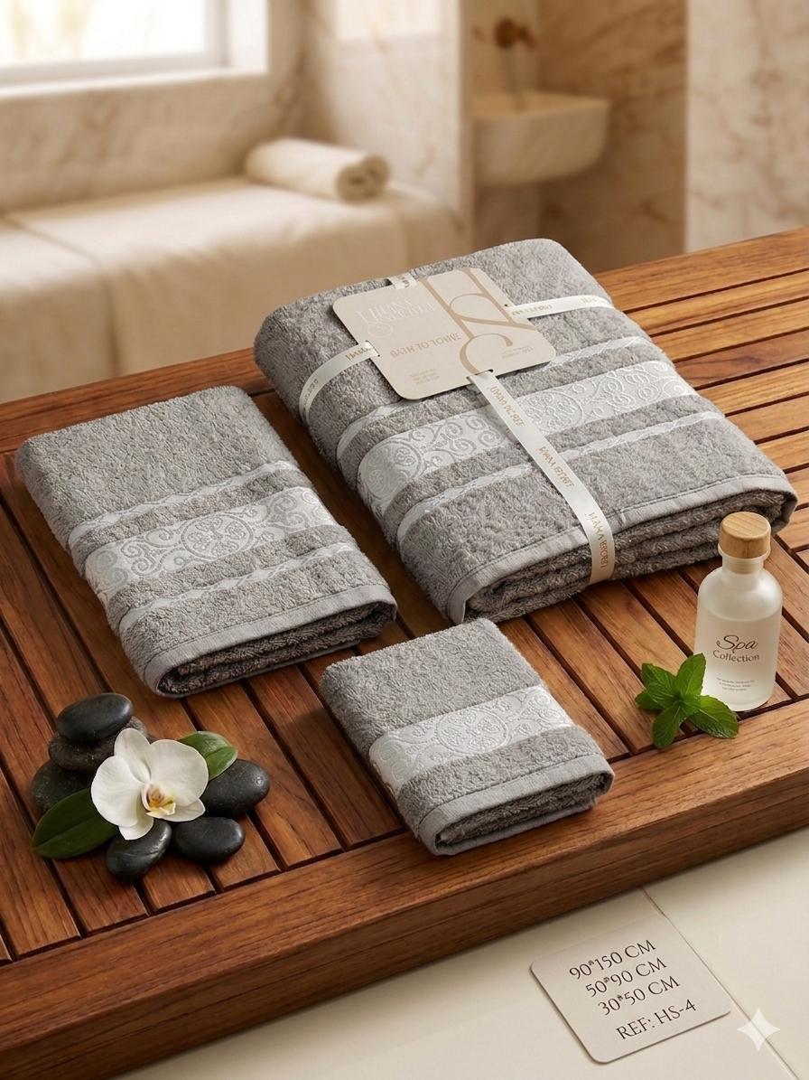 Ensemble Serviettes Eponge Decore – Gris