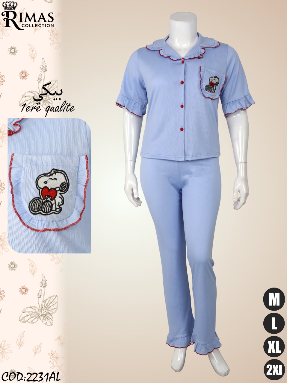 Ensemble Pyjama Femme 2 Pièces à Motif Personnage