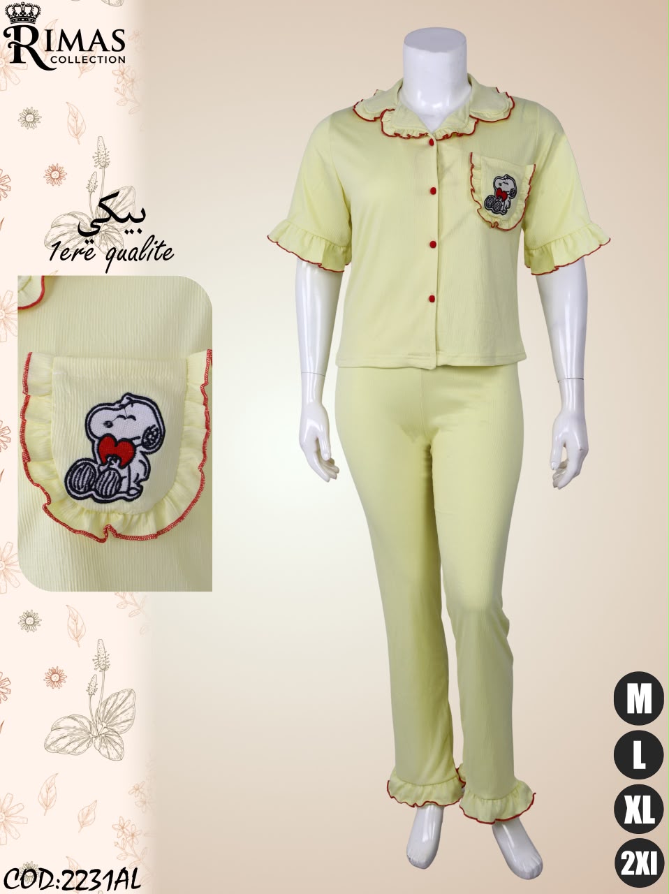 Ensemble Pyjama Femme 2 Pièces à Motif Personnage