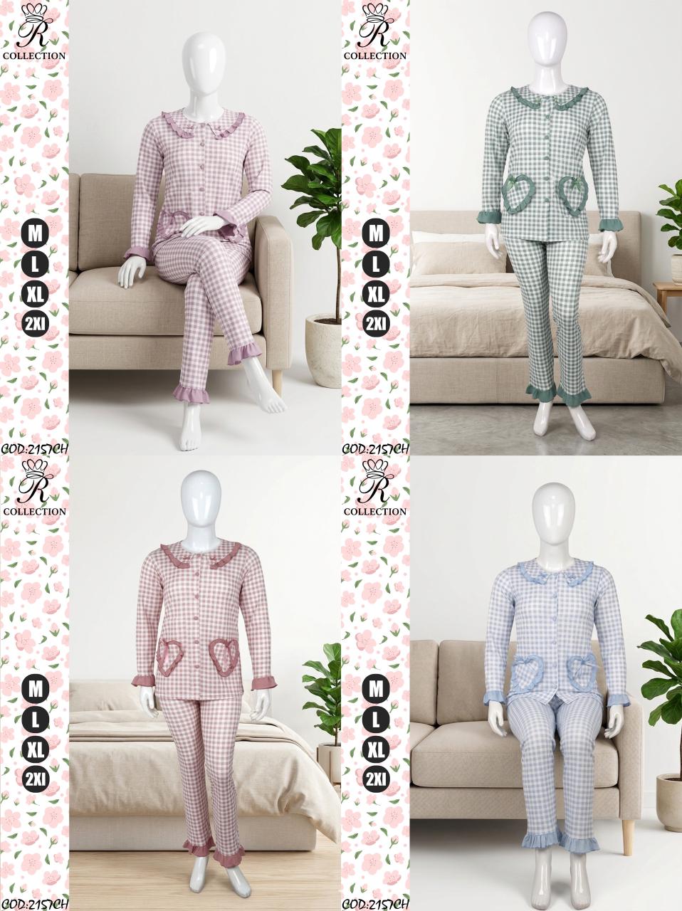 Pyjama Femme 2 Pièces à Pois et Cœurs – Coupe Ajustée Confort – Modèle 2151CH