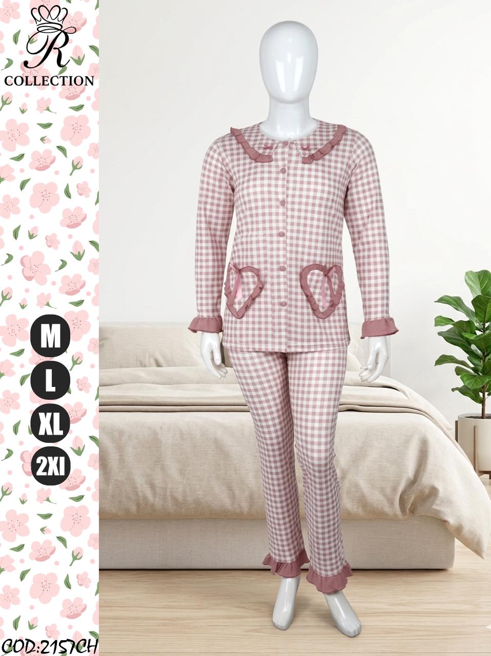 Pyjama Femme 2 Pièces à Pois et Cœurs – Coupe Ajustée Confort – Modèle 2151CH