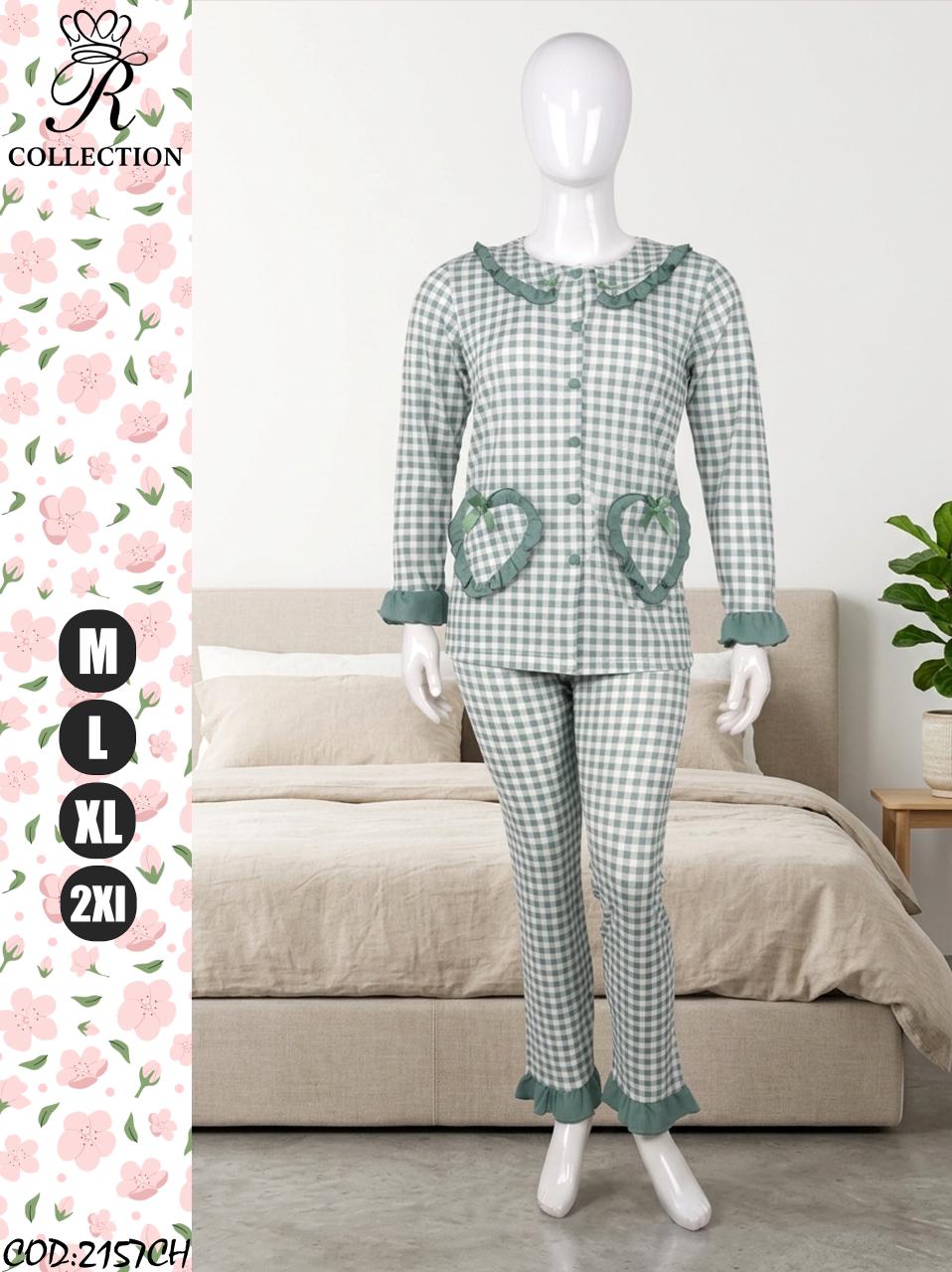 Pyjama Femme 2 Pièces à Pois et Cœurs – Coupe Ajustée Confort – Modèle 2151CH